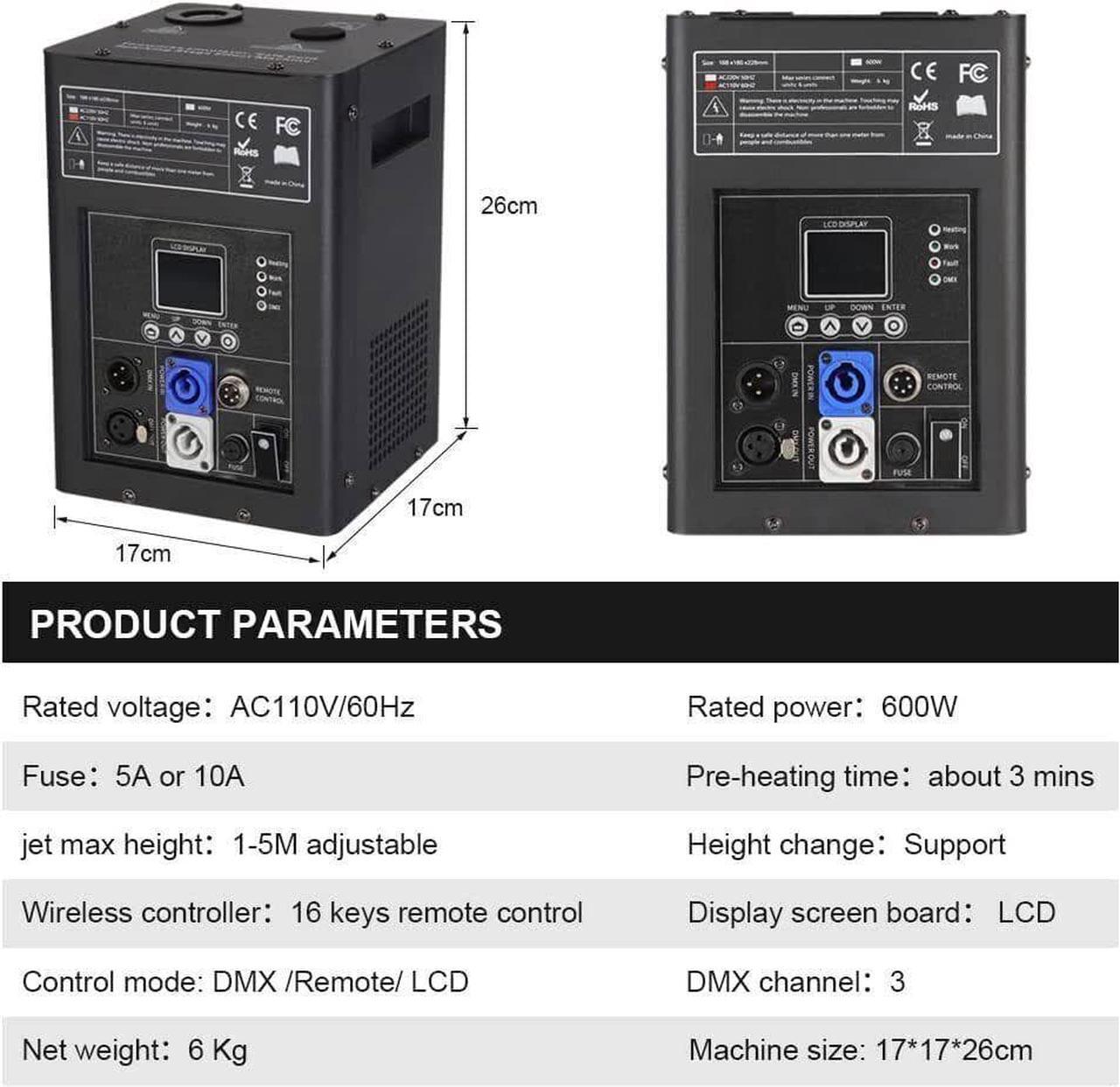 Alt view image 3 of 7 - 4PCS LCD Stage Effects Machine 600W Special Equipment Adjustable Height 3-16.5Ft DMX Stage Firework Machine With Wireless Remote Control For Wedding Musical Show
