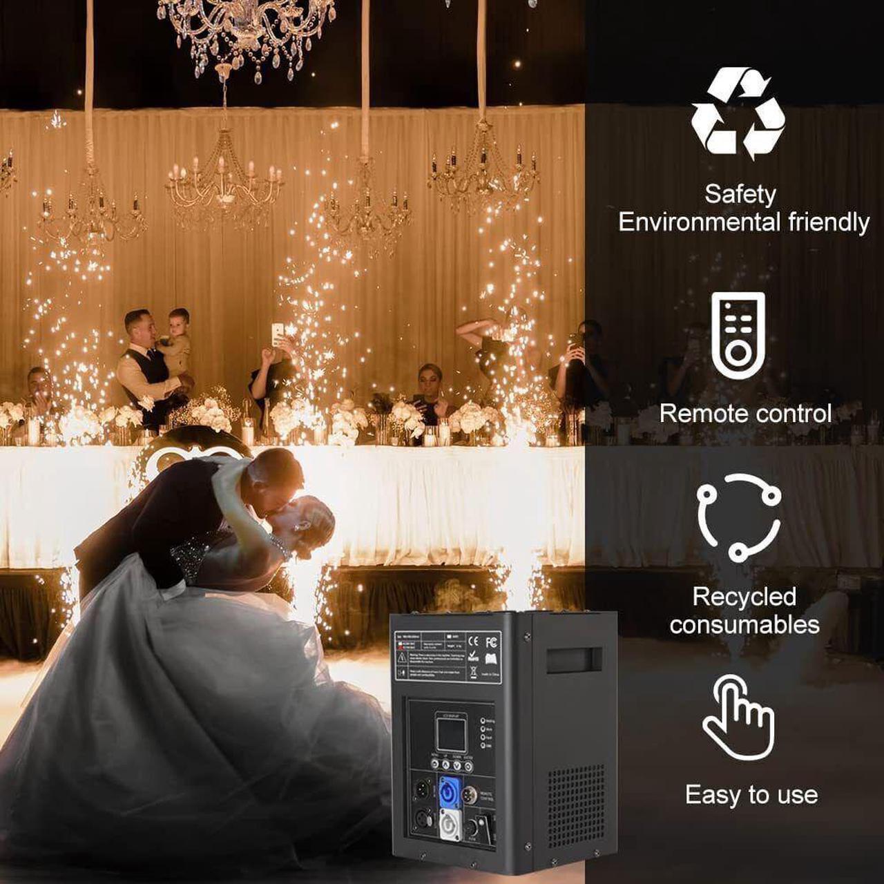 Alt view image 5 of 7 - 4PCS LCD Stage Effects Machine 600W Special Equipment Adjustable Height 3-16.5Ft DMX Stage Firework Machine With Wireless Remote Control For Wedding Musical Show