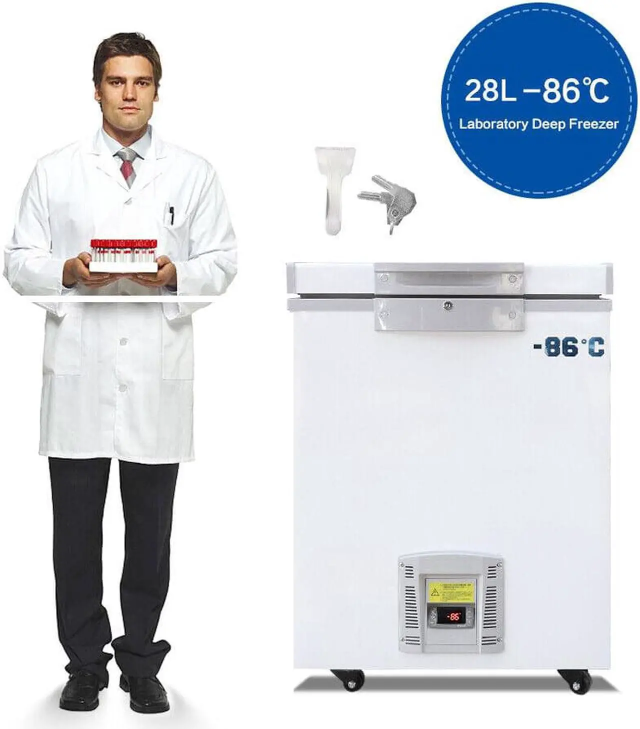 Alt view image 5 of 7 - 28L 1 cu ft Adjustable Portable Deep Freezer Mini Refrigerator Fridge Ultra Low Temperature Cooler Congelador Food And Meat Storage Box -40°C To -86°C Laboratory