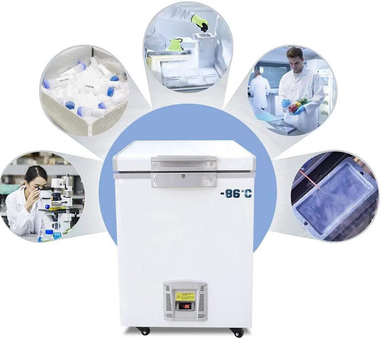 Alt view image 7 of 7 - 28L 1 cu ft Adjustable Portable Deep Freezer Mini Refrigerator Fridge Ultra Low Temperature Cooler Congelador Food And Meat Storage Box -40°C To -86°C Laboratory