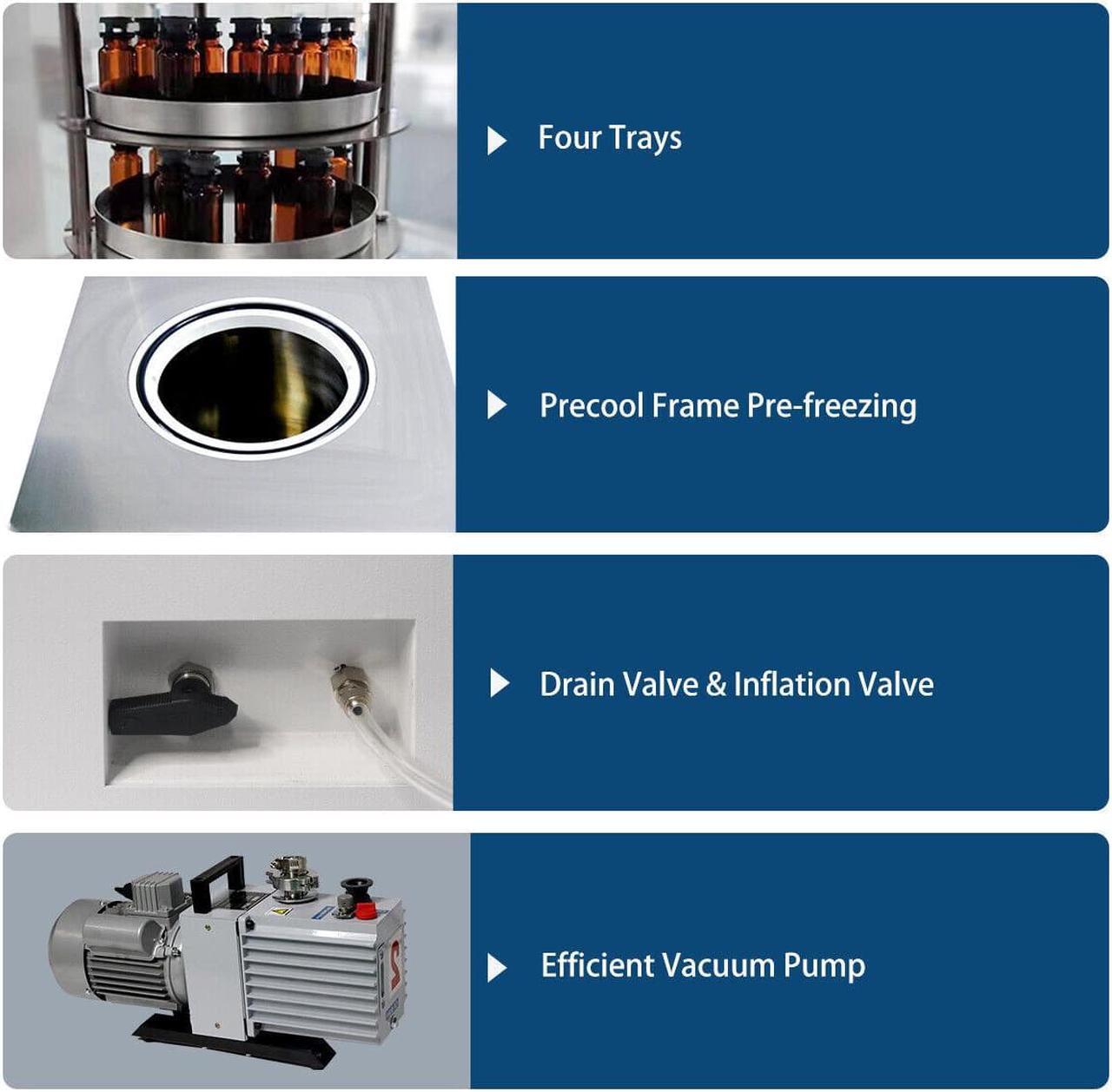 Alt view image 2 of 7 - Top Stopper Type Seafood Collagen Vacuum Freeze Dryer Machine Antibiotics Lyophilizer Bacterial Drying Machine Multifunctional Laboratory 110V/60Hz