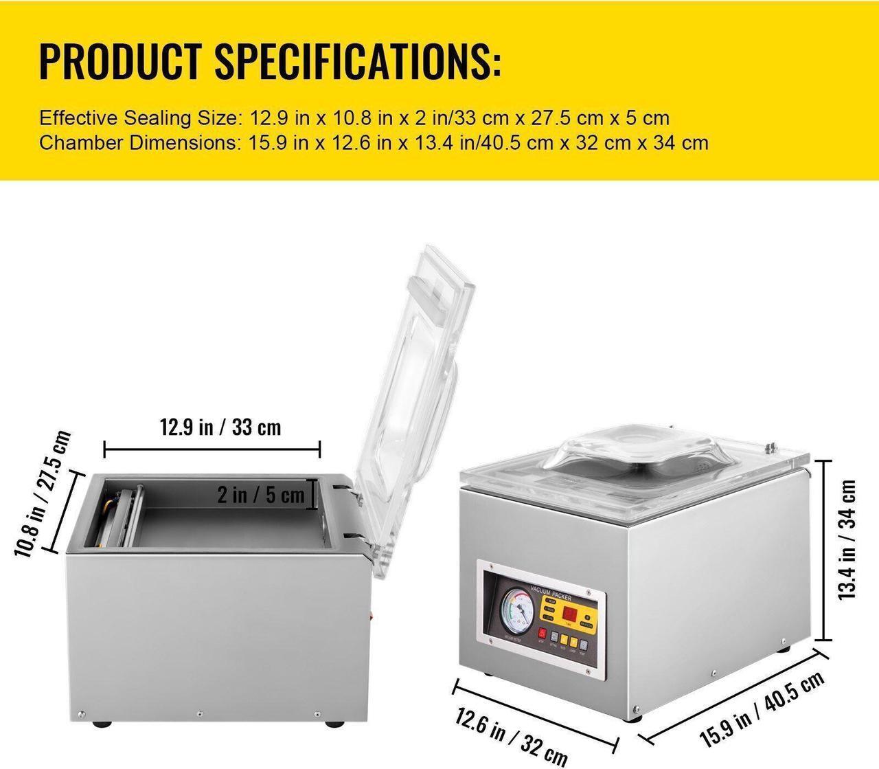 Alt view image 3 of 6 - Chamber Vacuum Sealer Machine Commercial Kitchen Food Chamber Vacuum Sealer, Packaging Machine Sealer For Food Saver, Home, Commercial Using 110V