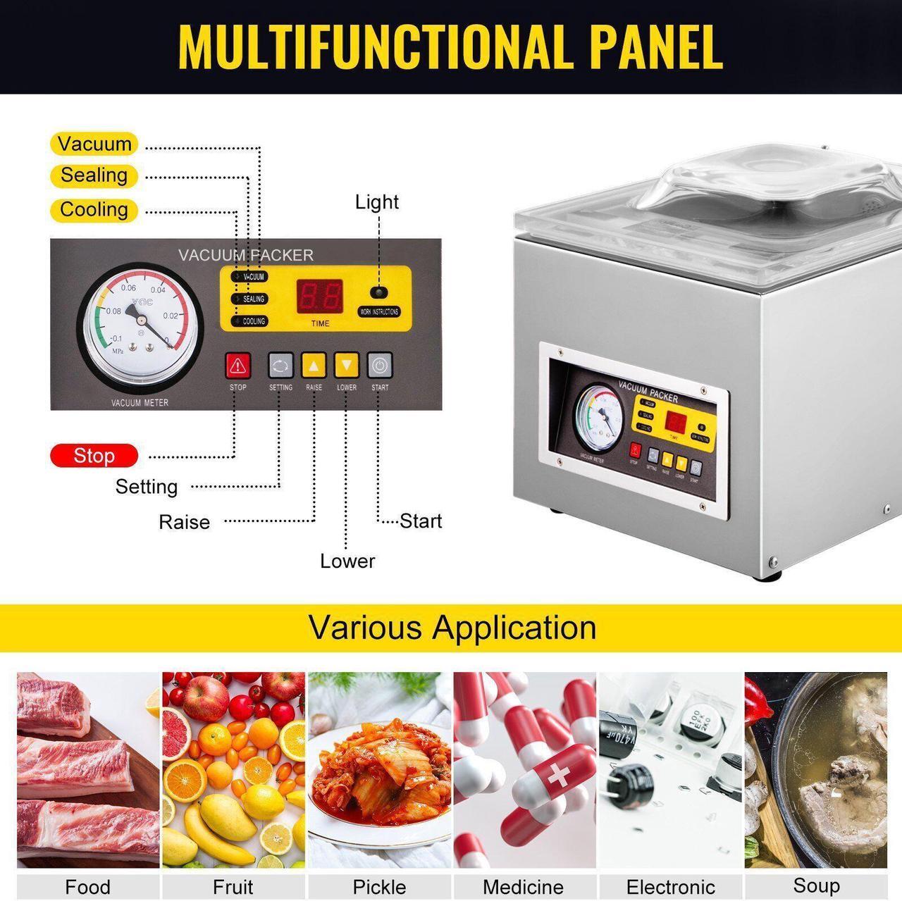 Alt view image 2 of 6 - Chamber Vacuum Sealer Machine Commercial Kitchen Food Chamber Vacuum Sealer, Packaging Machine Sealer For Food Saver, Home, Commercial Using 110V
