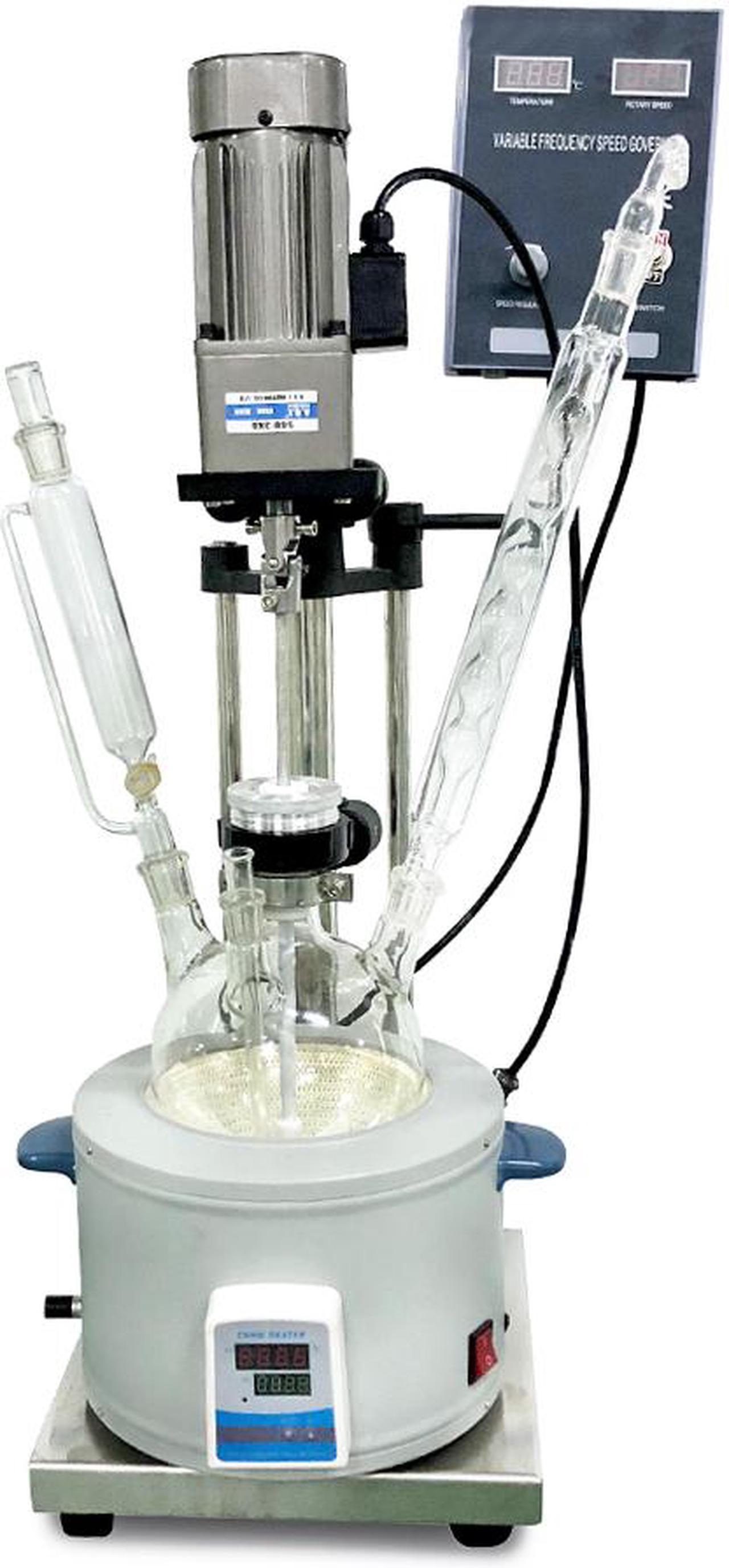 Lab 3L Glass Reactor HNZXIB single layer transparent vacuum negative pressure reaction vessel with heating device and agitator for high temperature stirring reaction