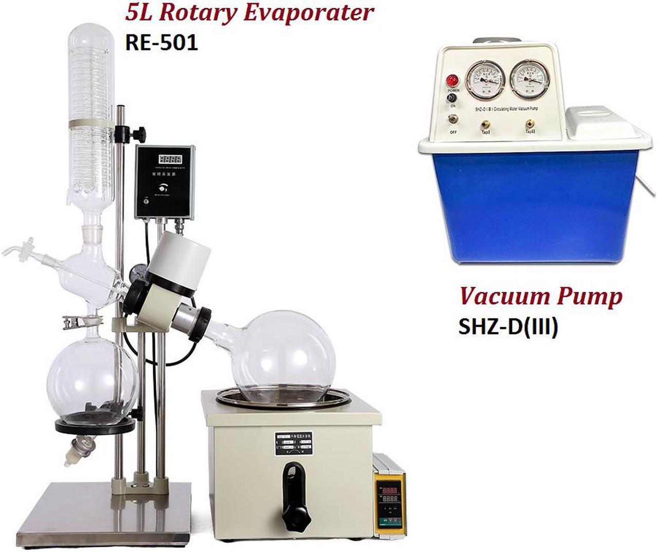 HNXZIB 5L Rotary Evaporater suit RE-501 Rotavap and Vacuum Pump water circulating SHZ-D(III) Promotion combination