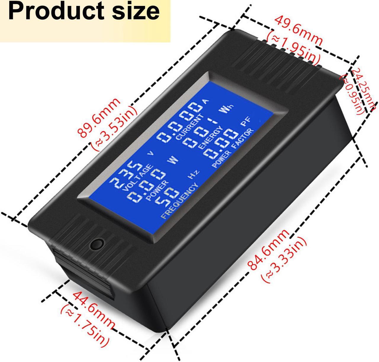 Alt view image 3 of 7 - AUTENS AC Digital Meter AC 80-260V 100A Current Voltage Power Energy Panel Monitor Detector LCD Digital Display Ammeter Voltmeter Multimeter with Split Core Current Transformer CT