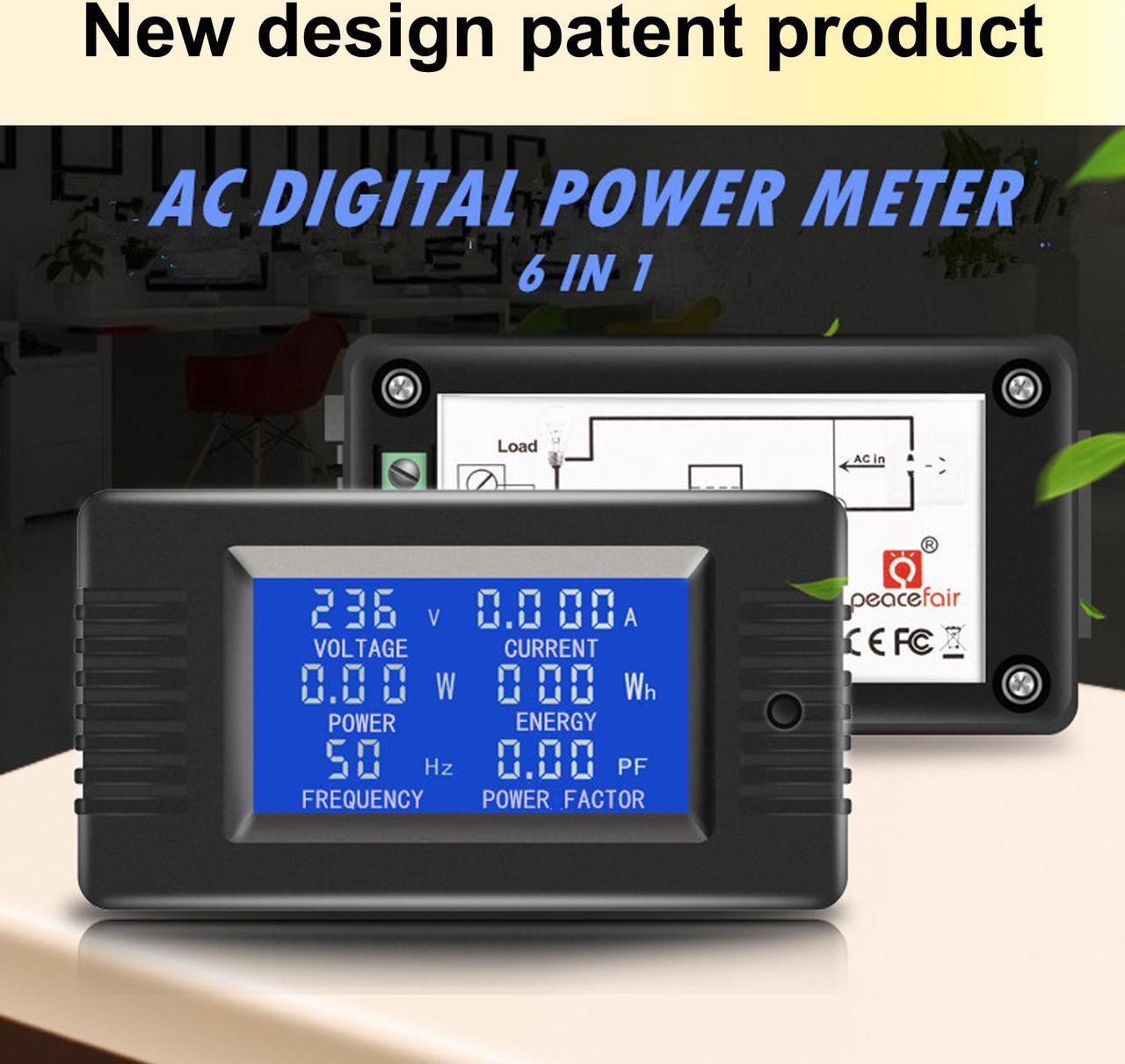 Alt view image 4 of 7 - AUTENS AC Digital Meter AC 80-260V 100A Current Voltage Power Energy Panel Monitor Detector LCD Digital Display Ammeter Voltmeter Multimeter with Split Core Current Transformer CT