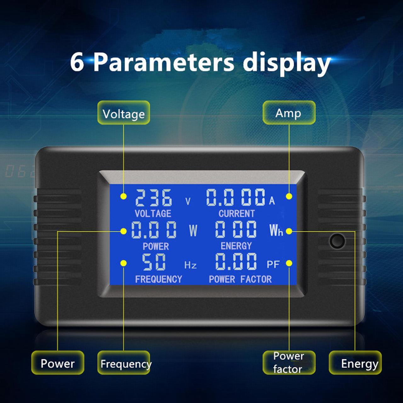 Alt view image 2 of 7 - AUTENS AC Digital Meter AC 80-260V 100A Current Voltage Power Energy Panel Monitor Detector LCD Digital Display Ammeter Voltmeter Multimeter with Split Core Current Transformer CT