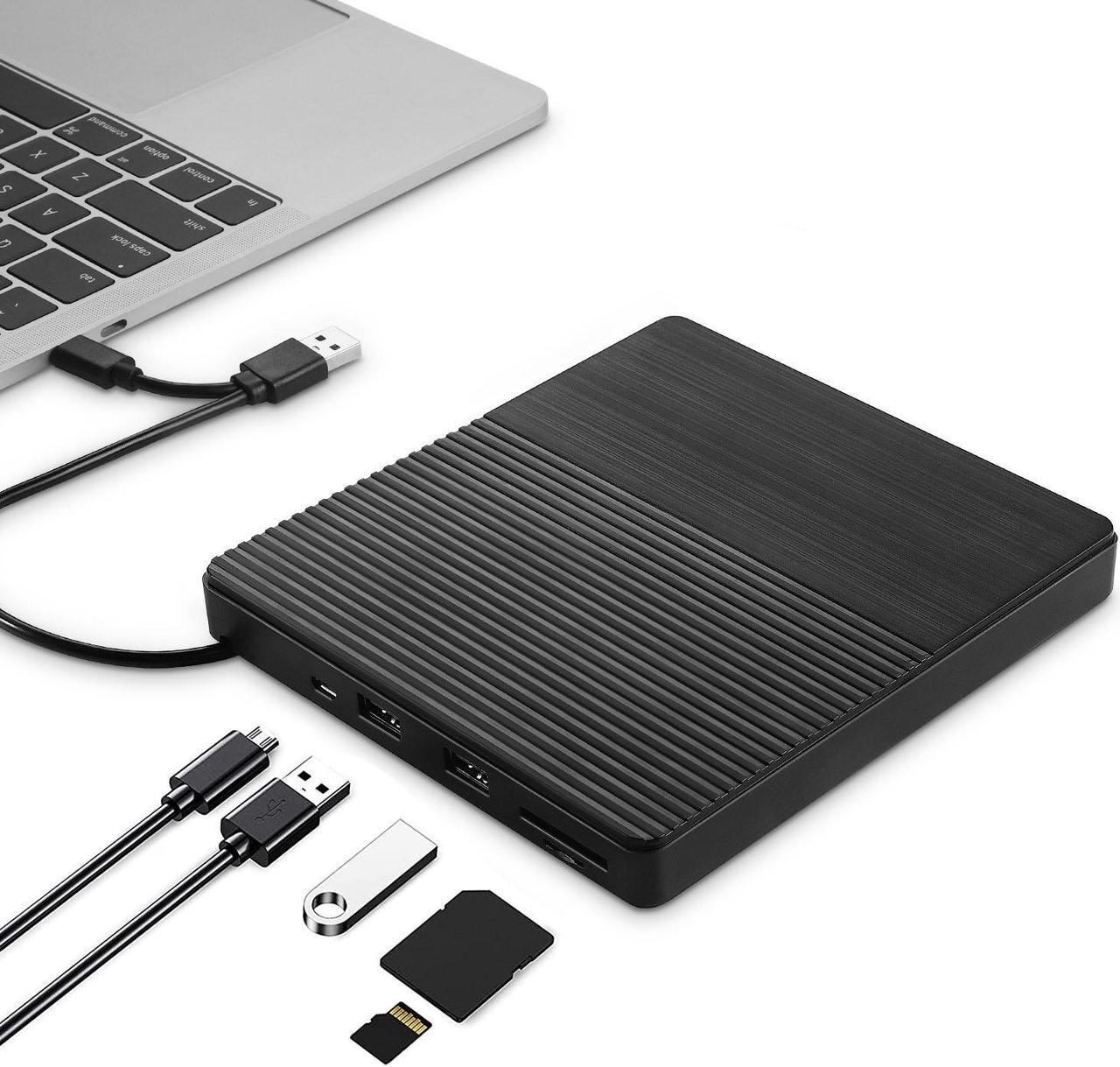 Main image of AUTENS External CD DVD Drive USB 3.0 Type-C CD-RW DVD-R Combo Burner with SD/TF Slot, 2 USB 2.0 Port for PC Laptop Computer Windows 11/10/8/7