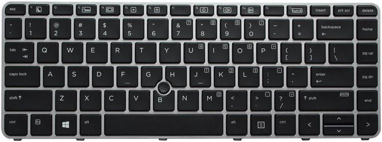 AUTENS Replacement US Keyboard for HP EliteBook 745 G3 / 745 G4 / 840 G3 / 840 G4 / 848 G3 Laptop with Pointer and Backlit, Silver Frame