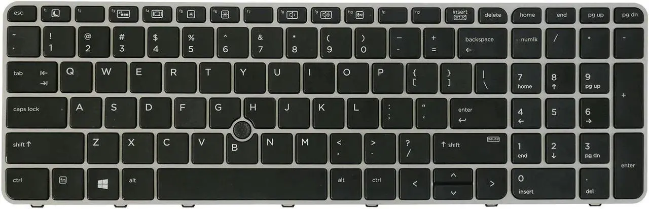 Main image of AUTENS Keyboard for HP EliteBook 850 G3, 850 G4, 755 G3, 755 G4 Laptop Silver Frame with Pointer Backlight, US Laptop Keyboard Replacement