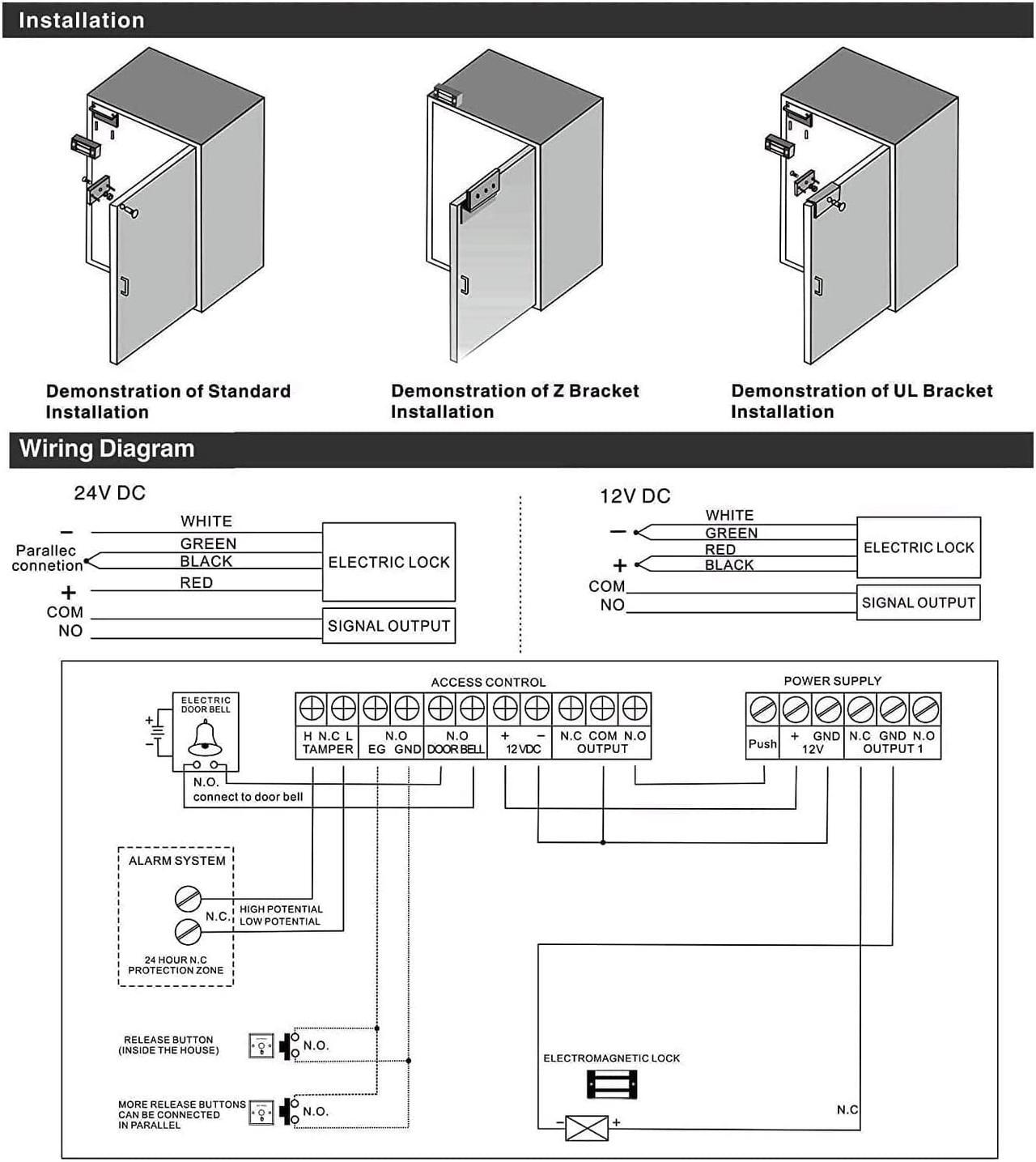 Alt view image 7 of 7 - AUTENS Electric Magnetic Door Lock 12V 60kg 130lbs Mini DC EM Locks Holding Force Electromagnetic for Door Entry Access Control