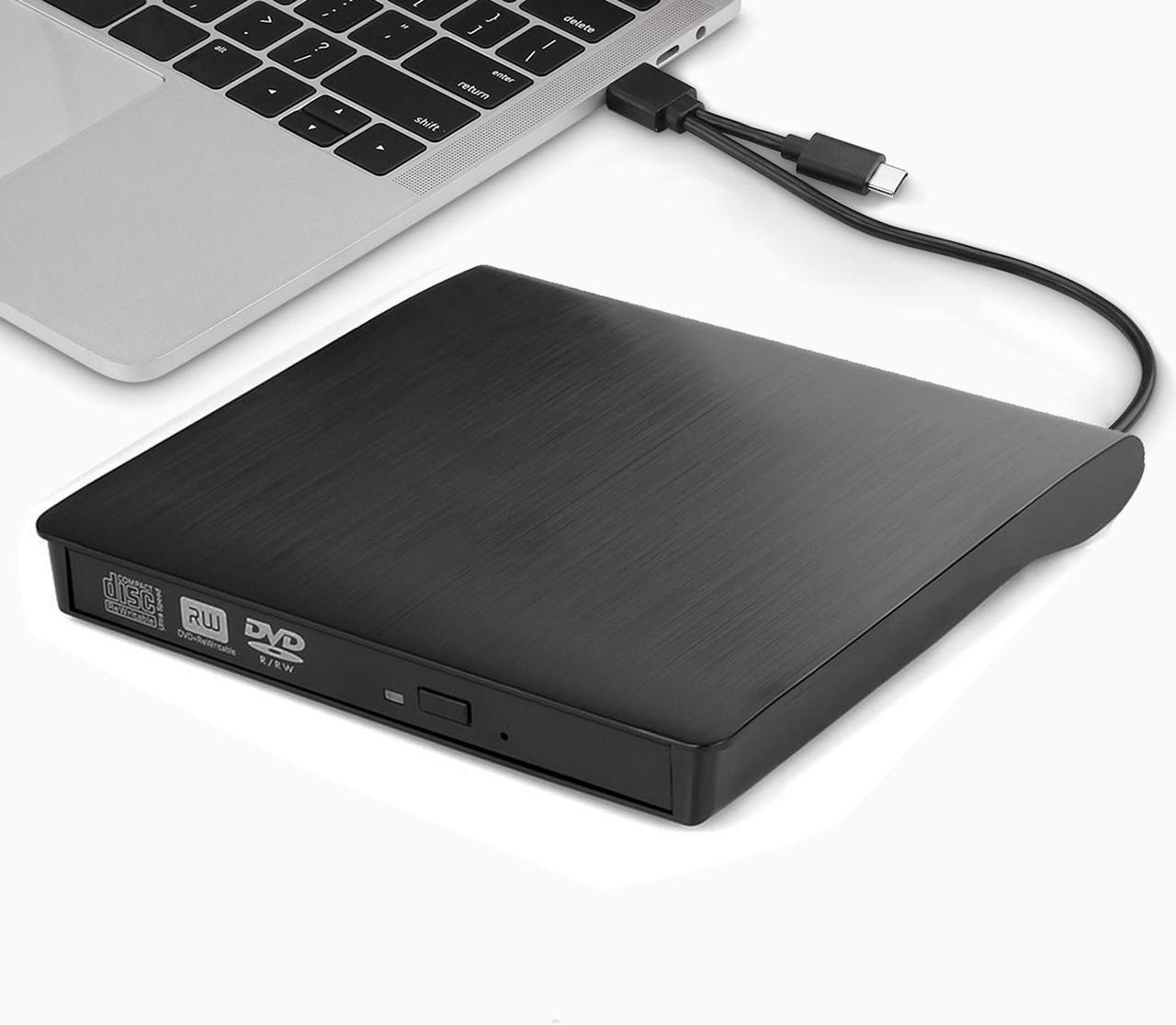 AUTENS External CD DVD Drive USB 3.0 Type-C Portable Slim DVD/CD ROM +/-RW +/-R Optical Drive Player Reader Writer Burner for PC Laptop Computer Windows 11/10/8/7 (Black)