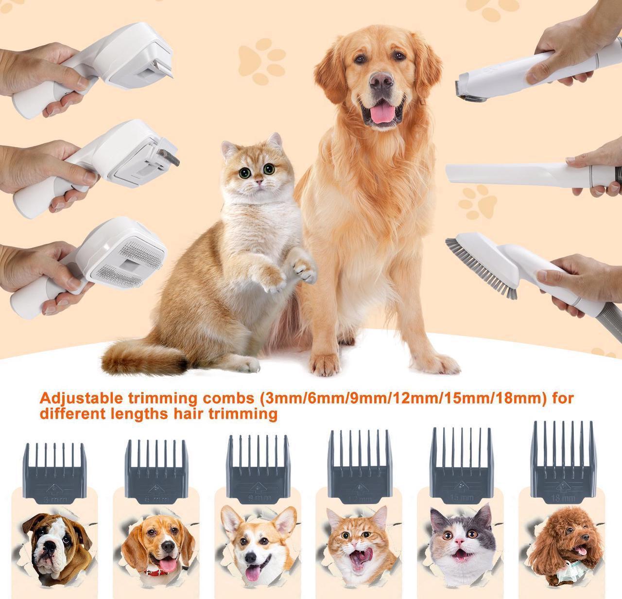 Alt view image 7 of 7 - Dog Grooming Vacuum, Pet Vacuum Grooming Kit, 6 in 1 Dog Vacuum for Shedding Grooming, 99% Pet Hair Removal, 2.5L Capacity with 6 Hair Clipper Combs, for Dogs, Cats, Home Cleaning
