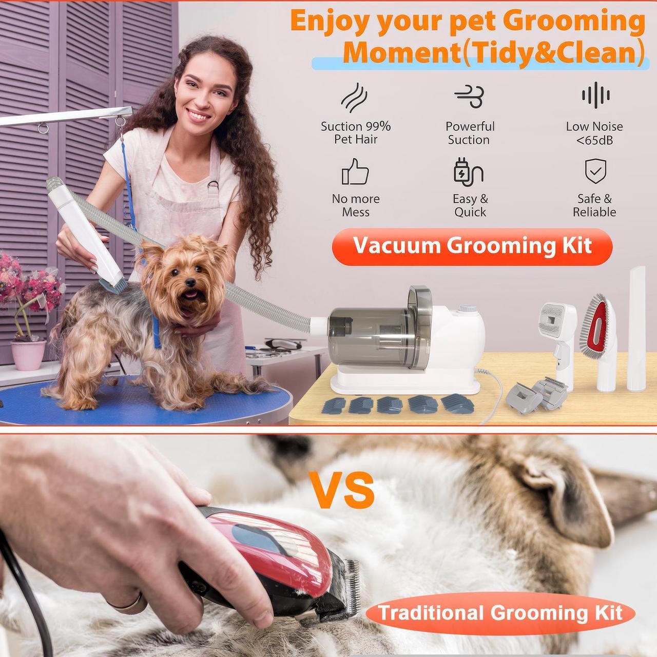 Alt view image 2 of 7 - Dog Grooming Vacuum, Pet Vacuum Grooming Kit, 6 in 1 Dog Vacuum for Shedding Grooming, 99% Pet Hair Removal, 2.5L Capacity with 6 Hair Clipper Combs, for Dogs, Cats, Home Cleaning