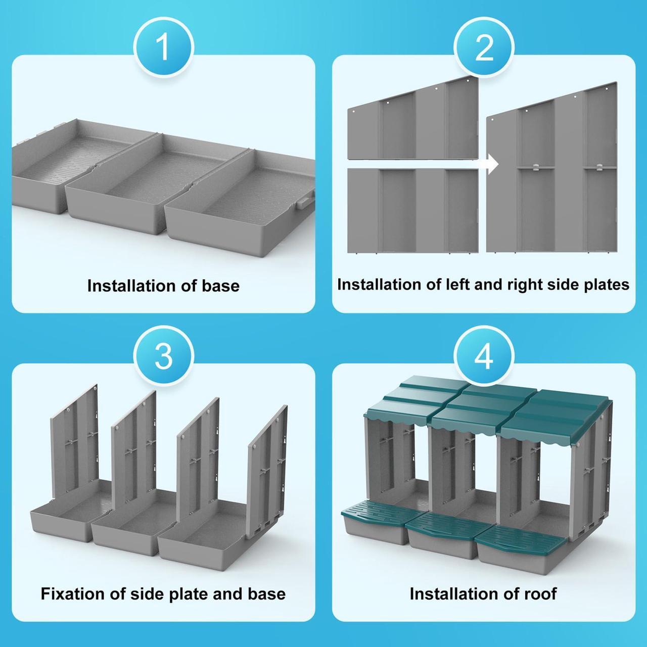 Alt view image 6 of 7 - AUTENS Chicken Nesting Boxes, 10 Hole Laying Boxes,2 Nest Mat, Plastic Roll Away Chicken Nest Box, Egg Roll Out with Perch Eggs Protected Collection Area, Poultry Modular House Egg Coop Nest Perch