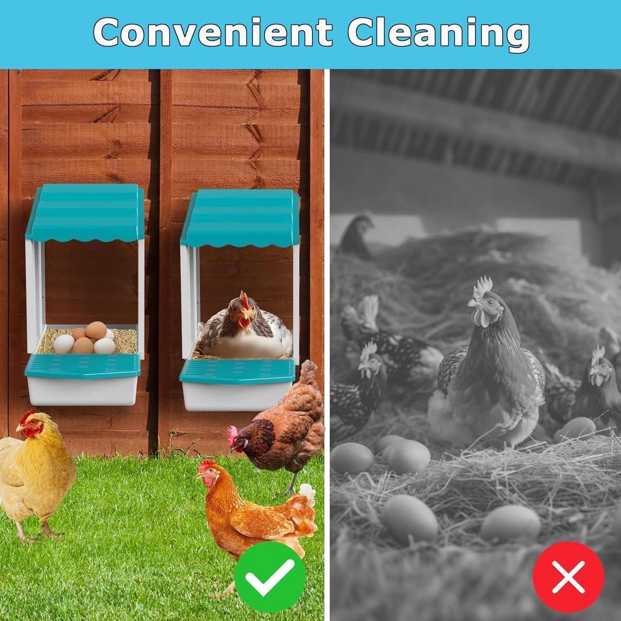Alt view image 5 of 7 - AUTENS Chicken Nesting Boxes, 10 Hole Laying Boxes,2 Nest Mat, Plastic Roll Away Chicken Nest Box, Egg Roll Out with Perch Eggs Protected Collection Area, Poultry Modular House Egg Coop Nest Perch