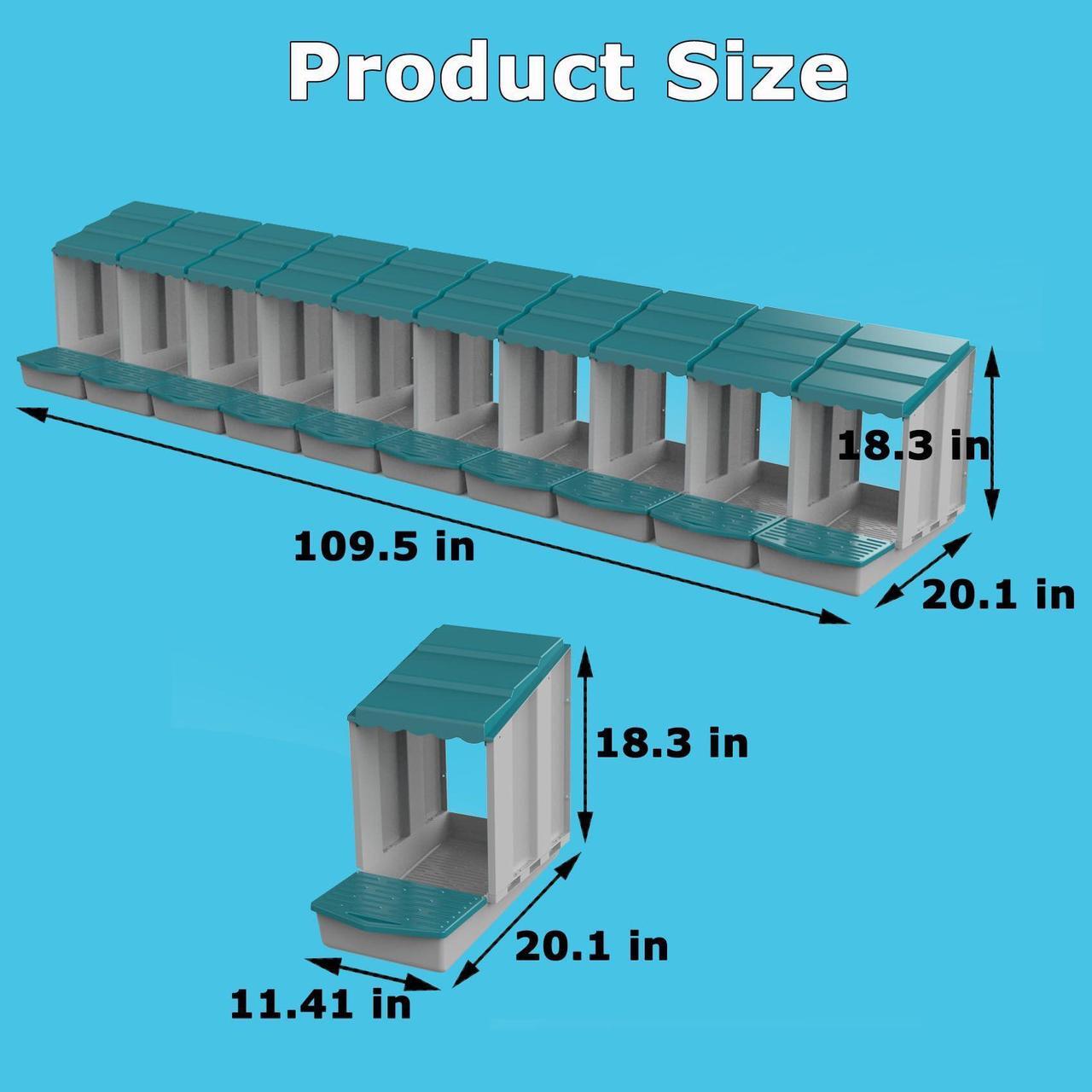 Alt view image 7 of 7 - AUTENS Chicken Nesting Boxes, 10 Hole Laying Boxes,2 Nest Mat, Plastic Roll Away Chicken Nest Box, Egg Roll Out with Perch Eggs Protected Collection Area, Poultry Modular House Egg Coop Nest Perch