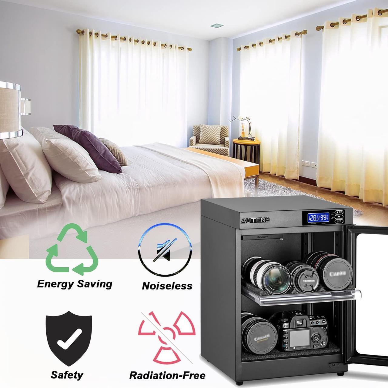 Alt view image 4 of 7 - AUTENS 30L Dehumidifying Dry Cabinet Box, Digital Control Noiseless and Energy Saving, 2 Layers for DSLR SLR Camera Lens