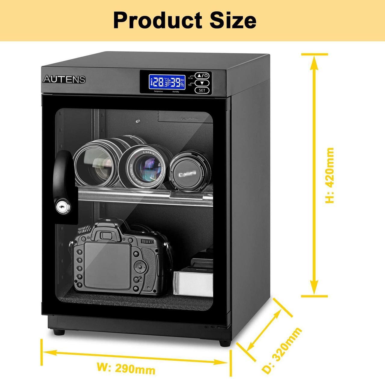Alt view image 2 of 7 - AUTENS 30L Dehumidifying Dry Cabinet Box, Digital Control Noiseless and Energy Saving, 2 Layers for DSLR SLR Camera Lens