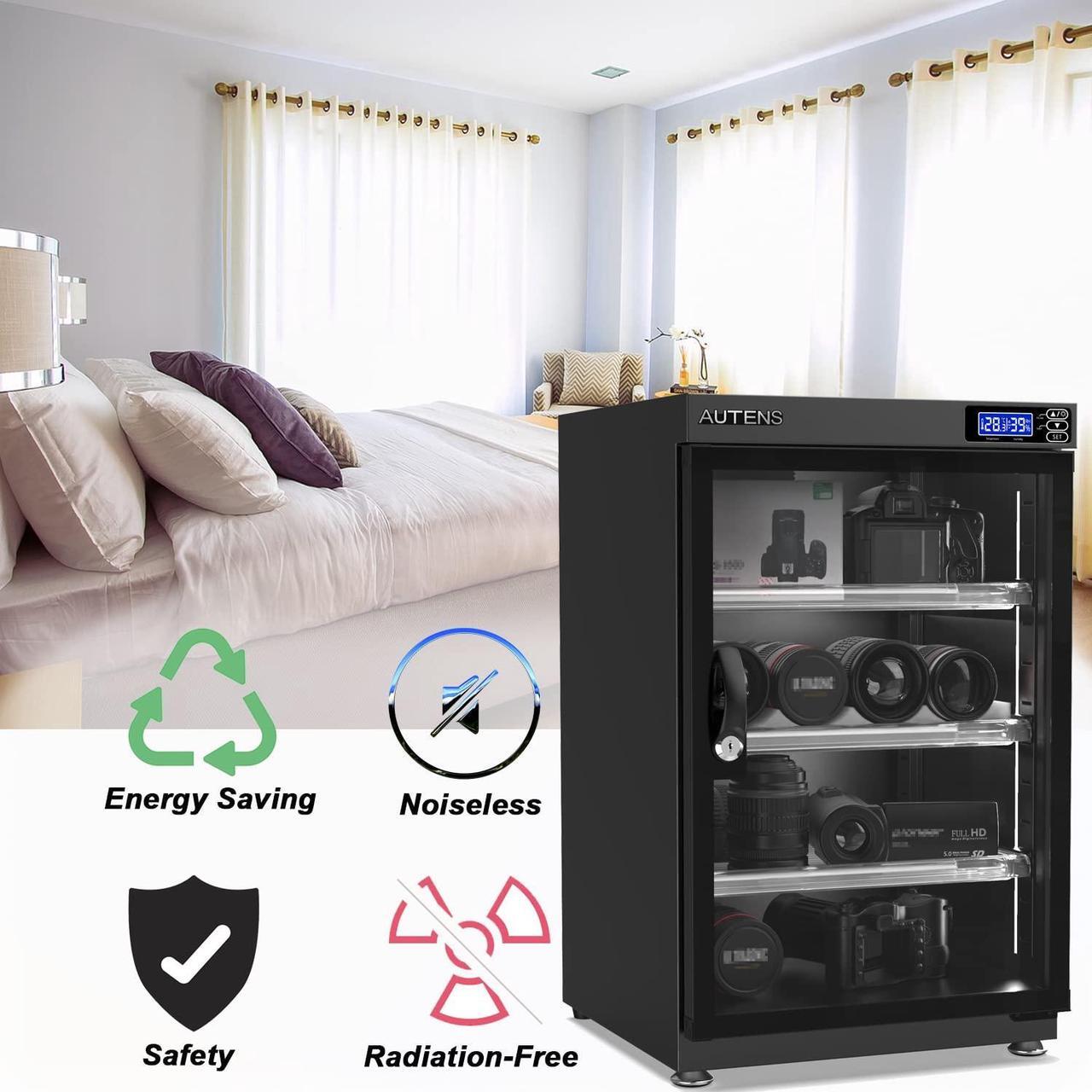 Alt view image 4 of 7 - AUTENS 80L Dehumidifying Dry Cabinet Box, Digital Control Noiseless and Energy Saving, 4 Layers for DSLR SLR Camera Lens
