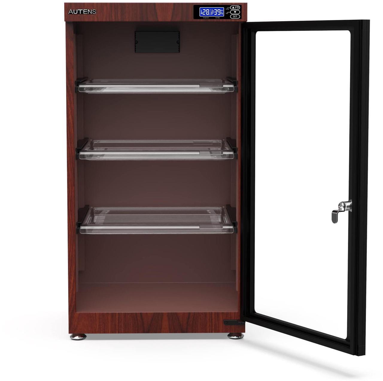 Alt view image 6 of 7 - AUTENS 105L Dehumidifying Dry Cabinet Box, Wood grain Design Digital Control Noiseless and Energy Saving, 4 layer for Camera Lens