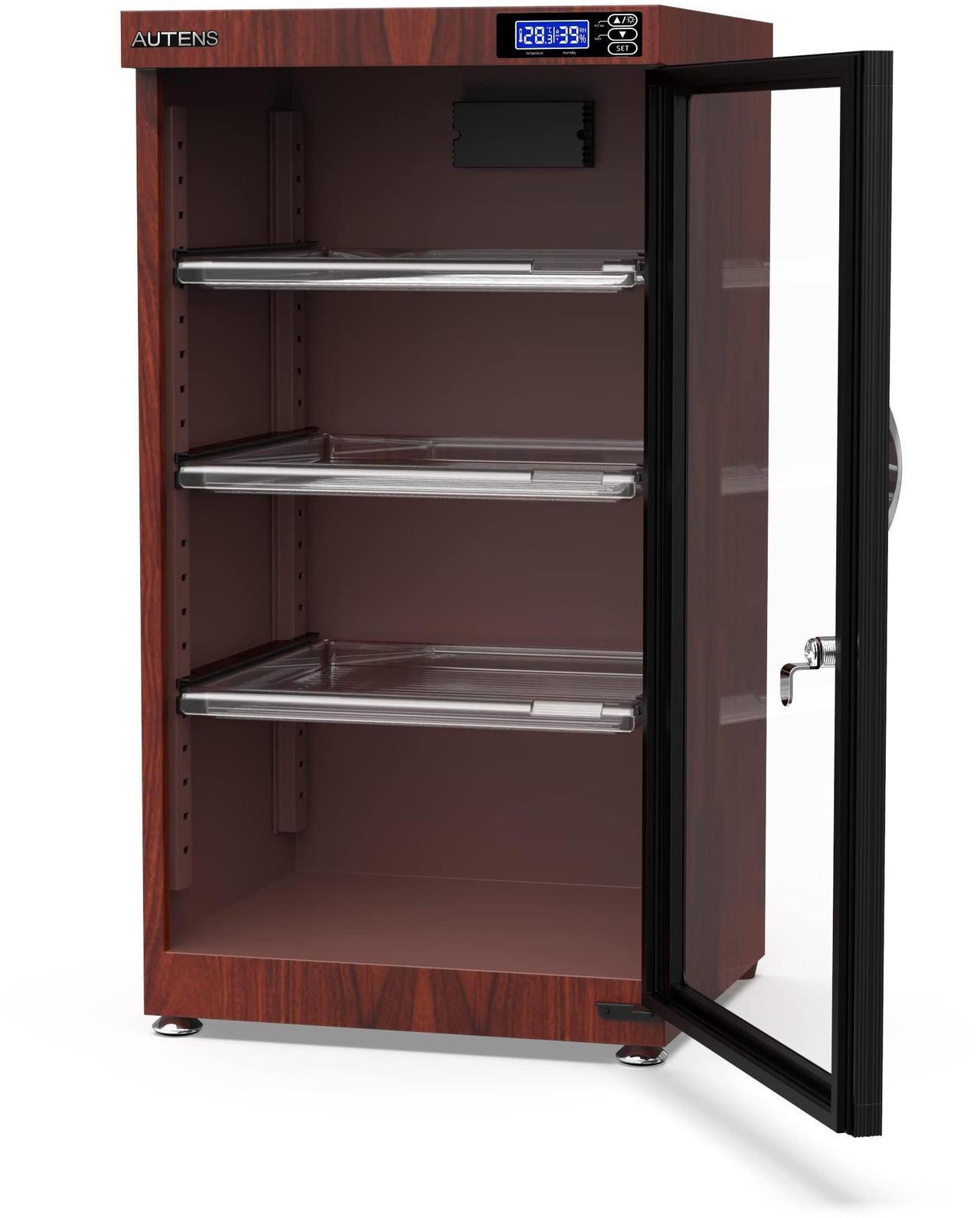 Alt view image 7 of 7 - AUTENS 105L Dehumidifying Dry Cabinet Box, Wood grain Design Digital Control Noiseless and Energy Saving, 4 layer for Camera Lens