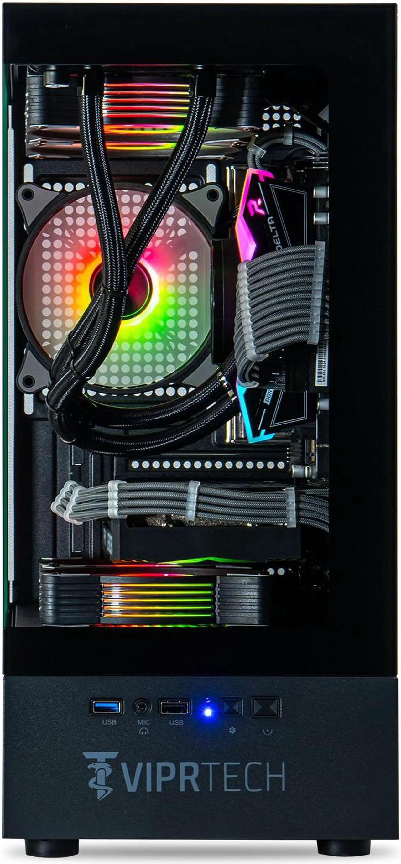 Alt view image 3 of 7 - ViprTech Reaper 2.0 Liquid-Cooled PC - AMD Ryzen 7 8700F (5.0Ghz Turbo), RTX 4060 Ti 16GB, 32GB DDR5 6400, 1TB NVMe SSD, VR-Ready, Streaming, RGB, Windows 11, Gaming Desktop Computer, Black