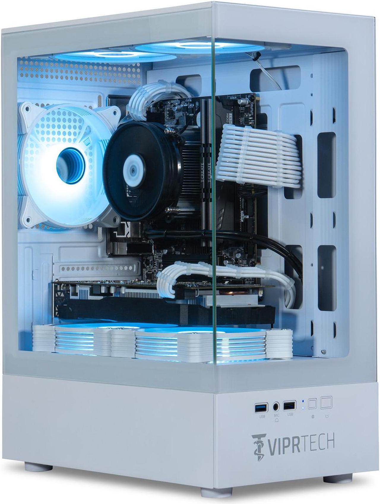 Main image of ViprTech Stryker 1.0 Gaming PC - AMD Ryzen 7 (4.1GHz Turbo), AMD RX 580 8GB, 32GB DDR4 3200, 1TB NVMe SSD, WiFi BT, Win 11 Pro, RGB, Desktop Computer Prebuilt, White