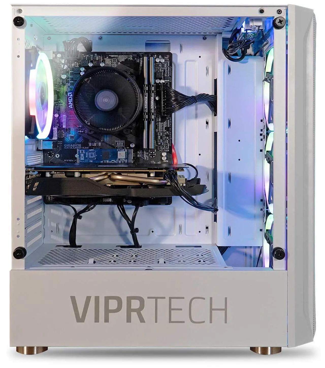 Alt view image 3 of 7 - ViprTech Avalanche 2.0 Gaming PC Computer Desktop - AMD Ryzen 7 (4.1Ghz Turbo), AMD Radeon RX 580 8GB, 32GB DDR4 3200, 1TB NVMe SSD, 700W PSU, VR-Ready, RGB, WiFi, White