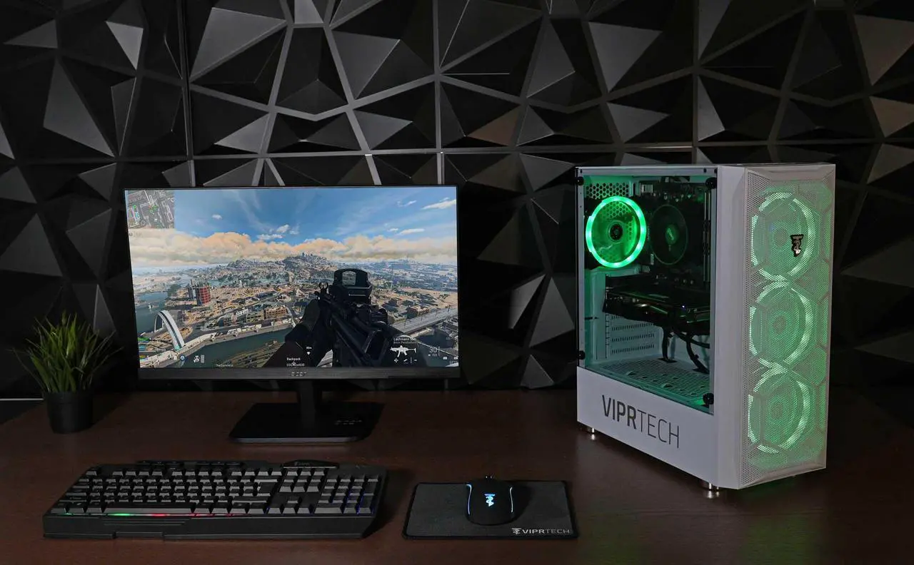 Alt view image 2 of 7 - ViprTech Avalanche 2.0 Gaming PC Computer Desktop - AMD Ryzen 7 (4.1Ghz Turbo), AMD Radeon RX 580 8GB, 32GB DDR4 3200, 1TB NVMe SSD, 700W PSU, VR-Ready, RGB, WiFi, White