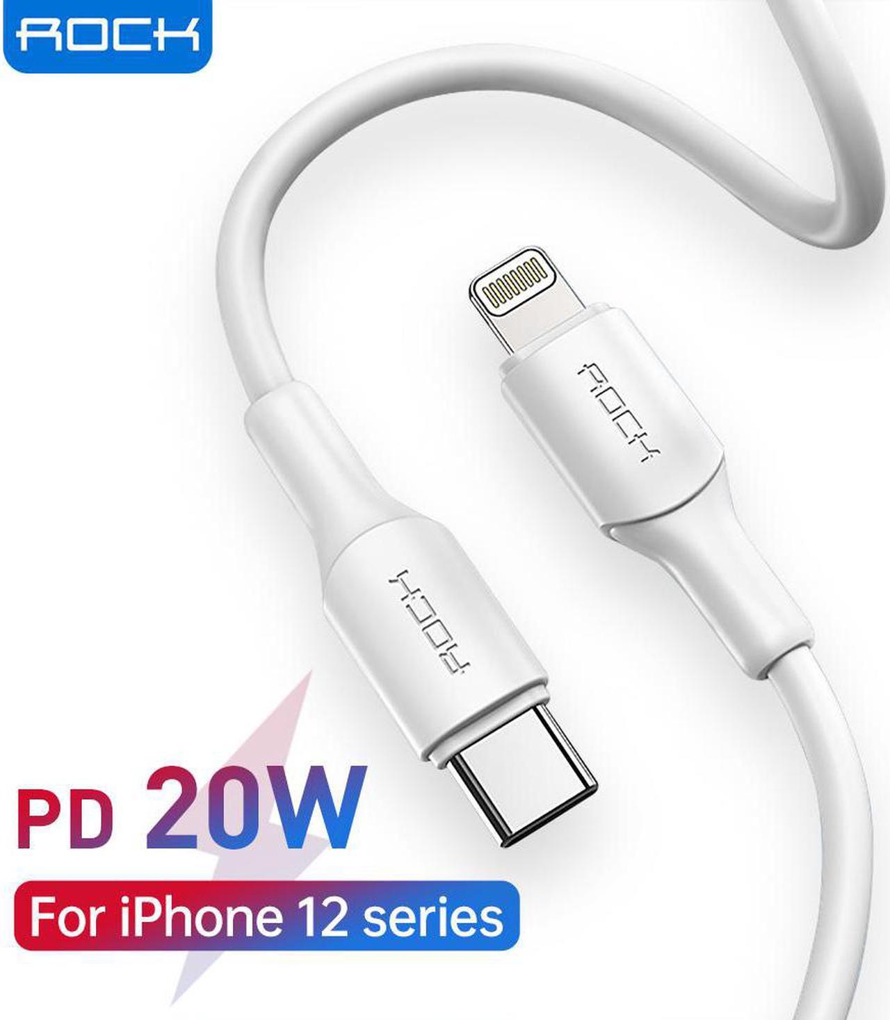 ROCK 20W PD USB C Cable For iPhone 13 12 Pro Max Fast Charge USB C to Lighting Cable Data Wire Cord Phone Charger Type C Cable 1M