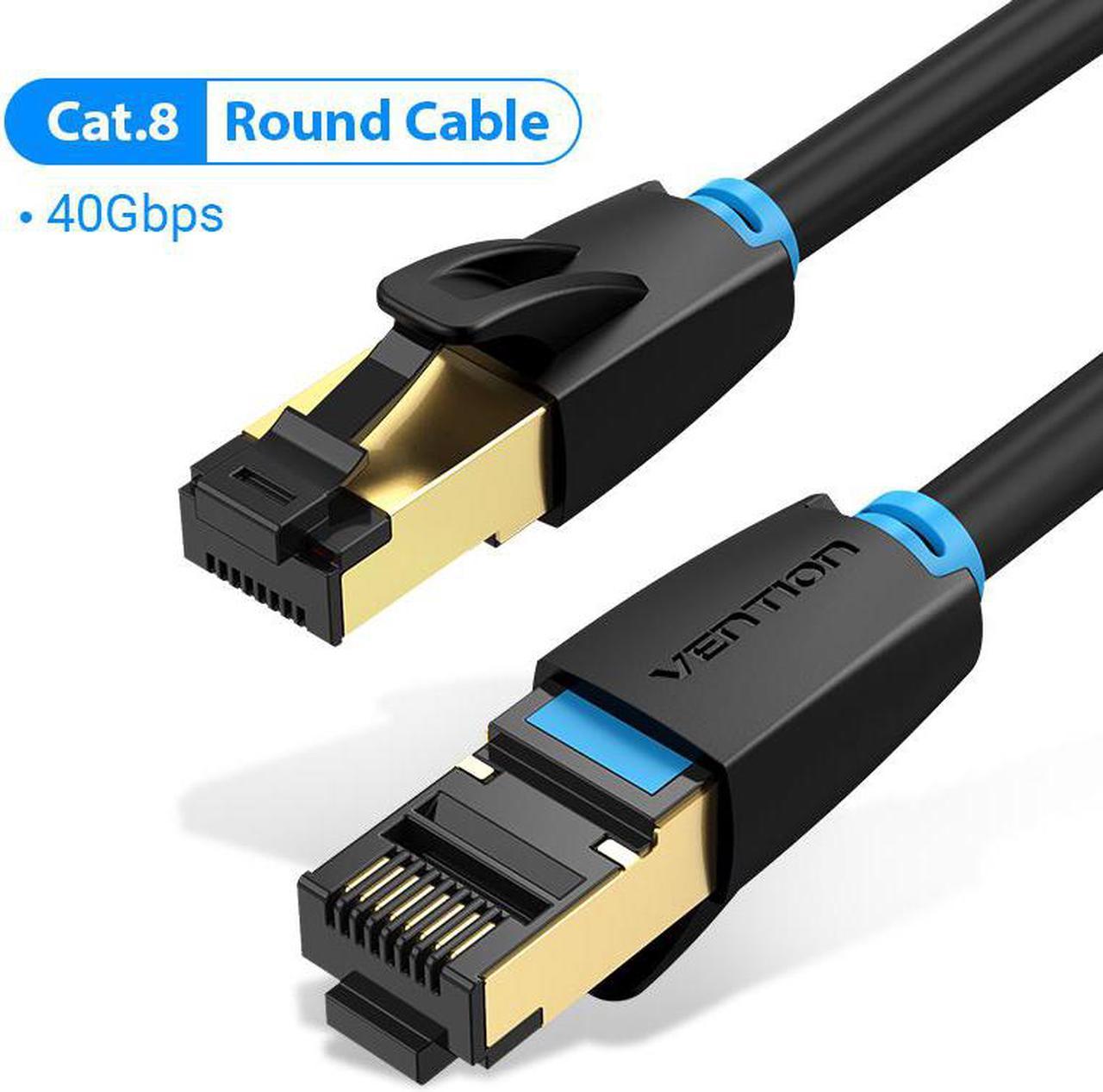 Cat8 Ethernet Cable SFTP 40Gbps Super Speed RJ45 Network Cable Gold Plated Connector for Router Modem CAT 8 Lan Cable 28AWG (Round Cable-PVC 1.64ft)