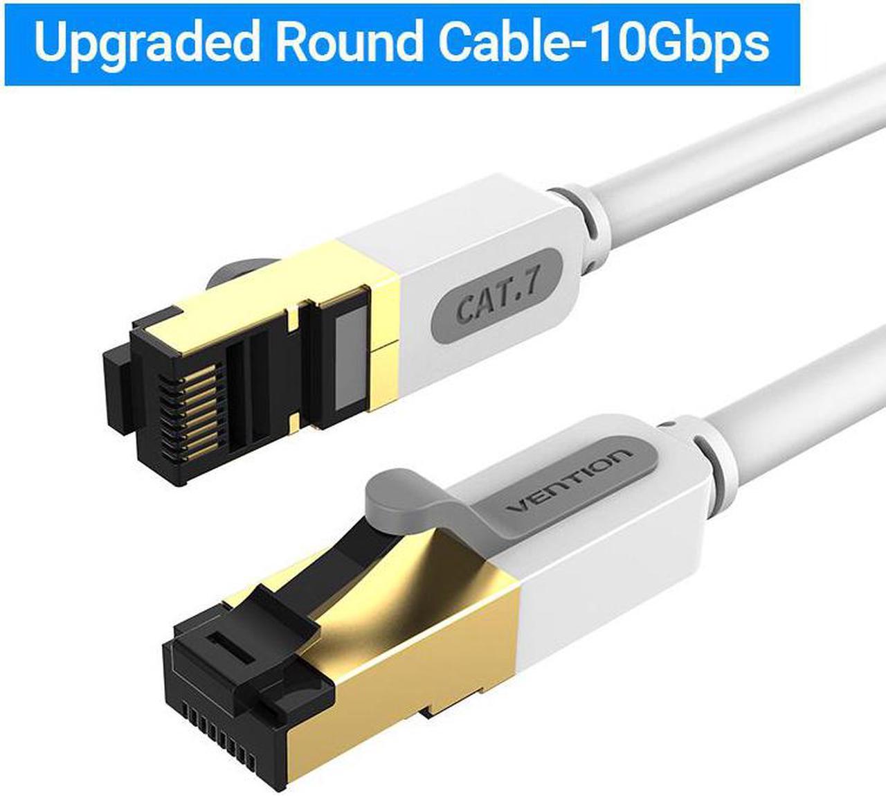 Ethernet Cable RJ 45 Cat7 Lan Cable STP RJ45 Network Cable for Cat6 Compatible Patch Cord for Router Cat7 Ethernet Cable Gray Round Cable(1.64ft)