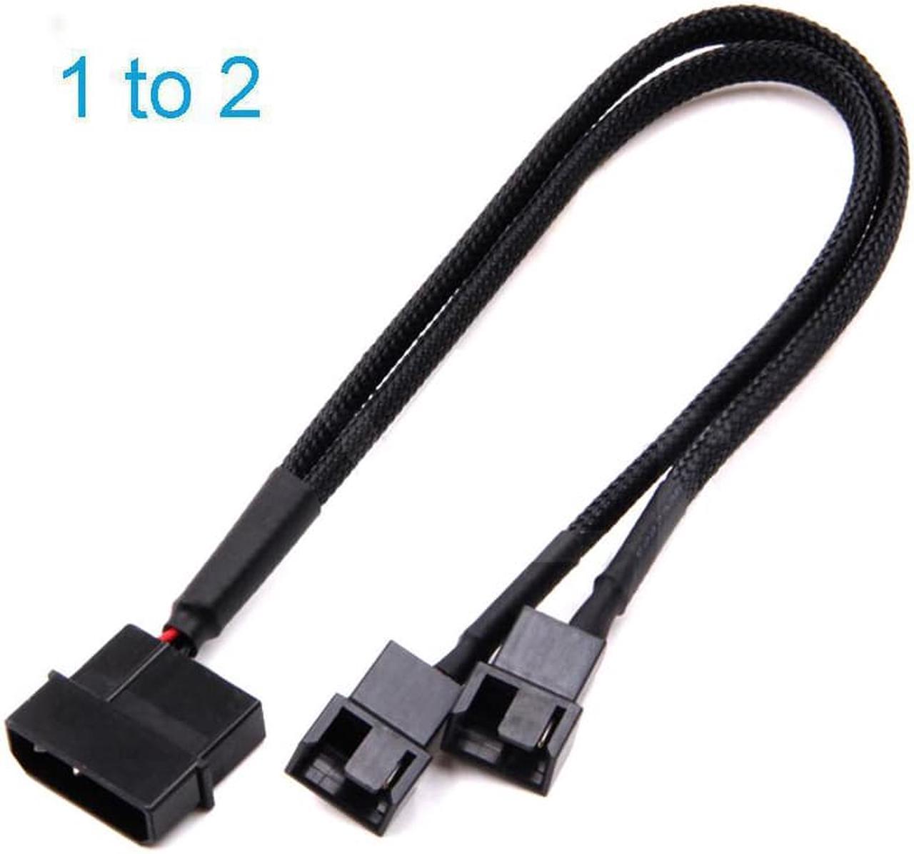 4-Pin Molex to 2 x 3 Pin / 4 Pin PMW 12V PC Case Computer Cooler Cooling Fan Splitter Y Power Adapter Cable