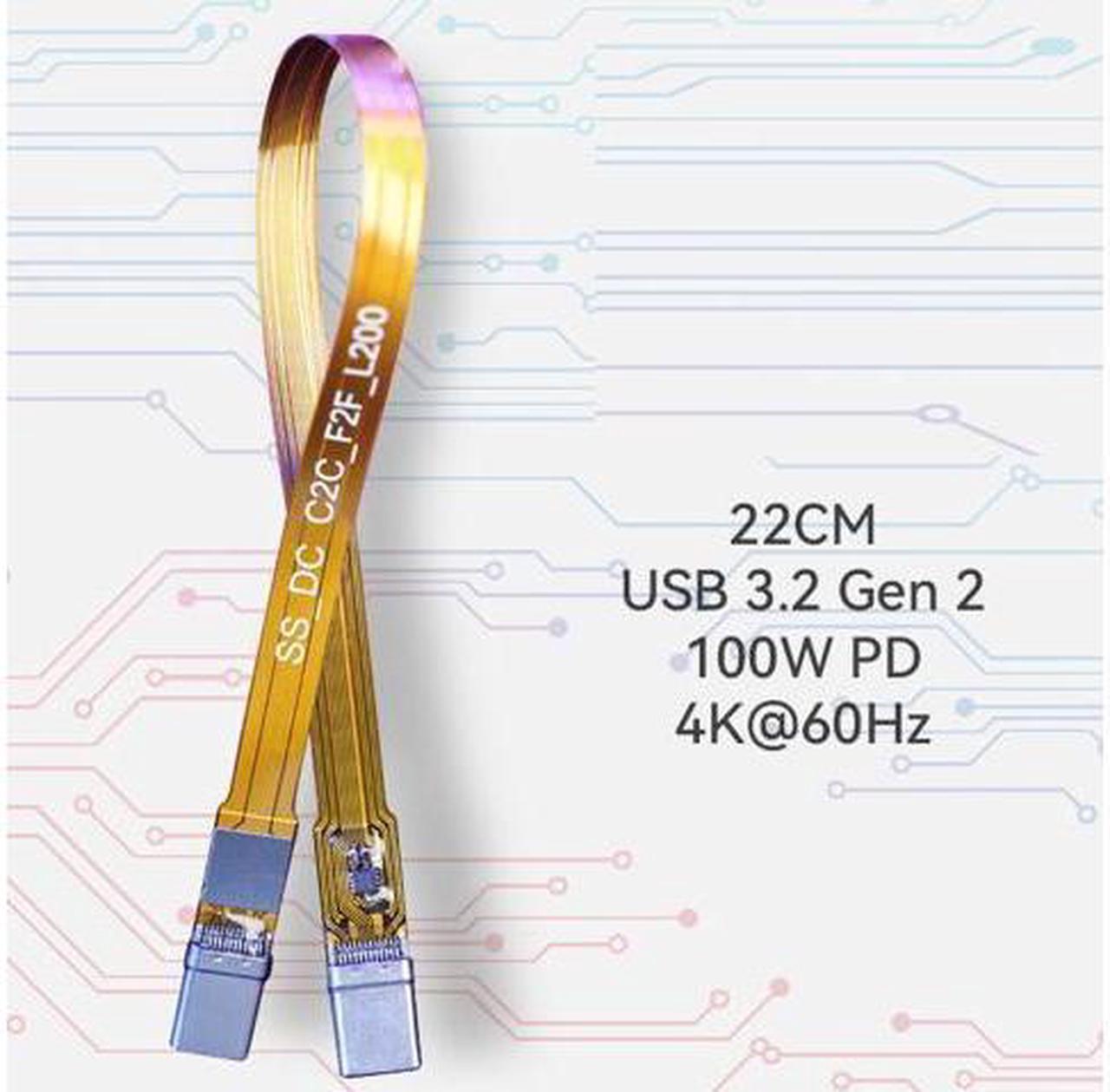 Short USB C to USB C Cable (0.72ft), 3.1 Gen 2 10Gbps 100W 4K Video Data Transfer Charging Cable for Samsung Galaxy S8, S9, S10,T5 LaCie SSD, MacBook Pro, iPad Pro, and More