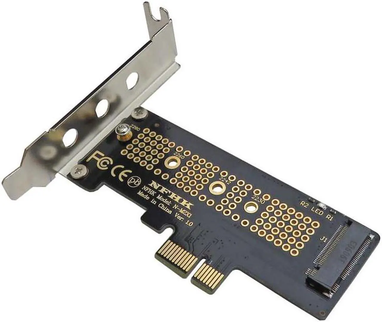 Alt view image 2 of 4 - NVMe PCIe M.2 NGFF SSD to PCIe x1 Adapter Card PCIe x1 to M.2 Card with Bracket PCI E M.2 Adapter for 2230 2240 2260 2280 SSD M2