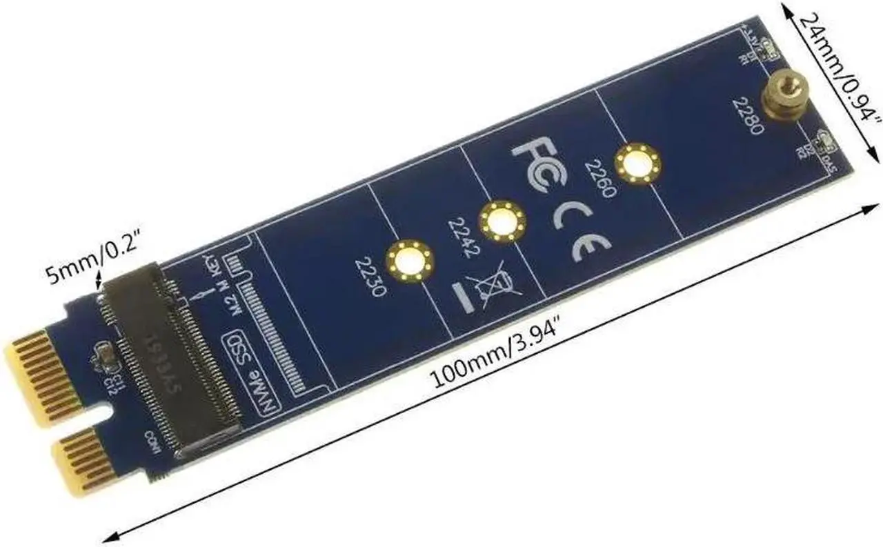 Alt view image 3 of 6 - PCIE to M2 Adapter NVMe SSD M2 PCIE X1 Raiser Supports 2230 2242 2260 2280 M.2