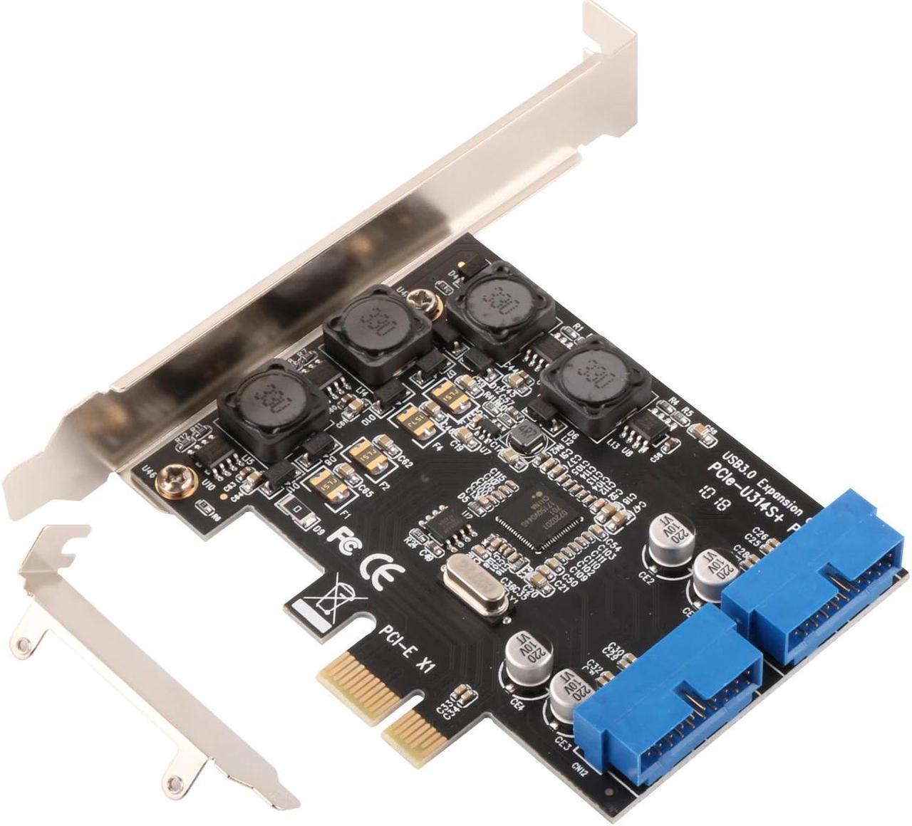 USB Controllor Card, PCI-E to 2-Port USB 3.0 19PIN connectors Expansion Card with Full&Low Profile Bracket for Desktop PC