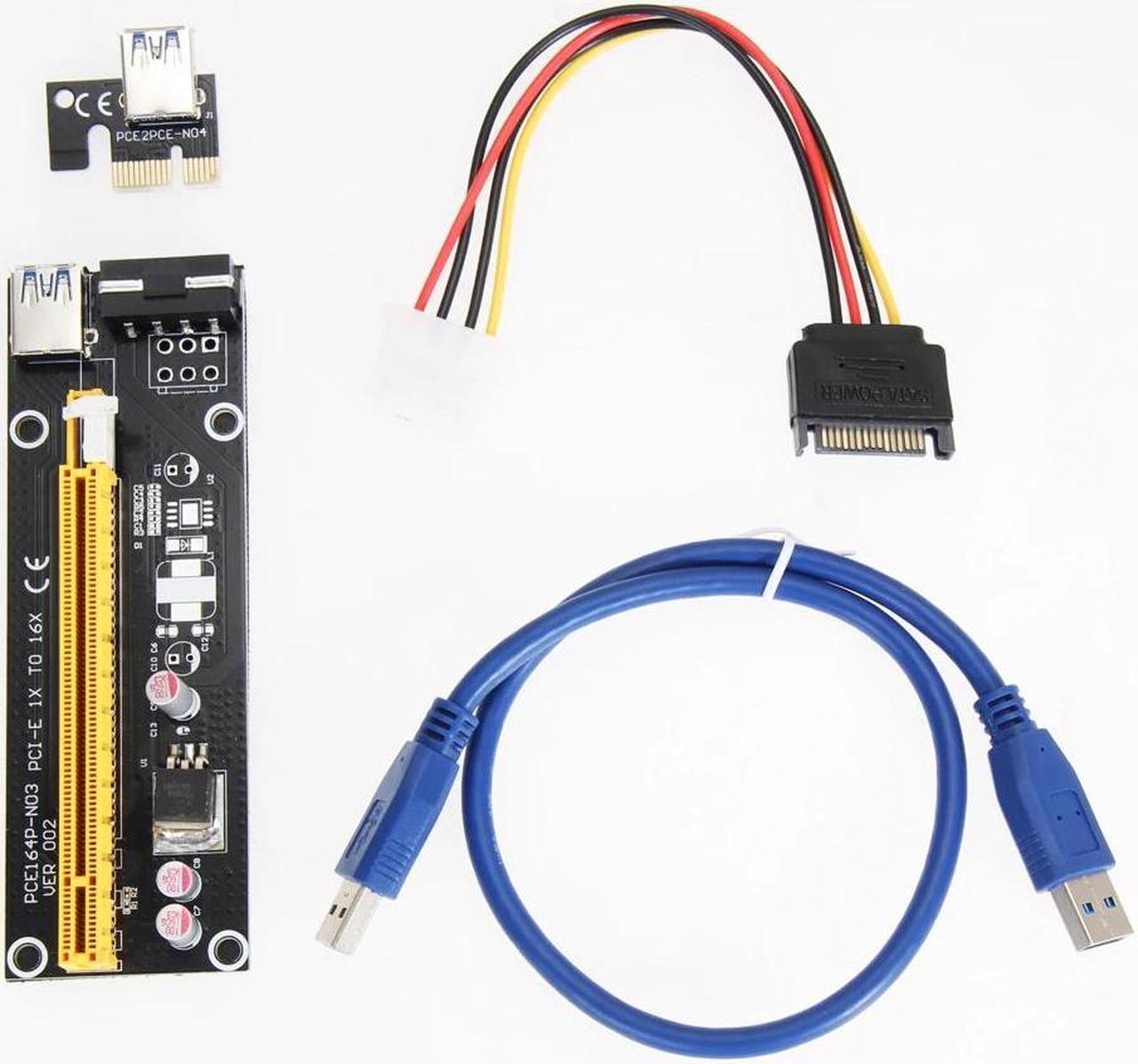 add on card 60cm USB 3.0 PCI-E Riser Card PCI Express Extender SATA 15 to 4Pin Power Cable for 1x to 16x PCIe Slot Motherboard for BTC Miner