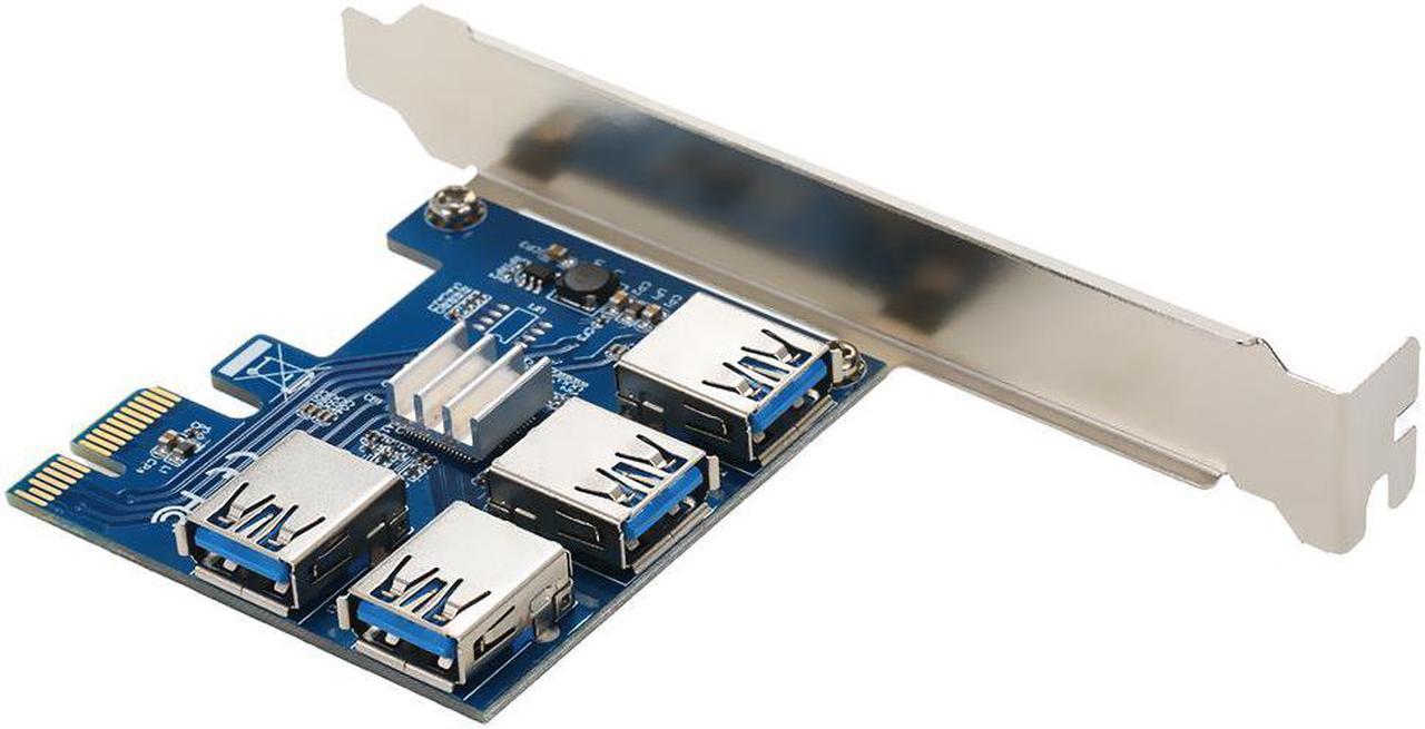 USB 3.0 PCI E 1X to 4 PCI-E 16X Slots PCI-E Express Riser Card Extender ETH BTC 4 in 1 PCIe Riser Adapter Board for Mining Miner