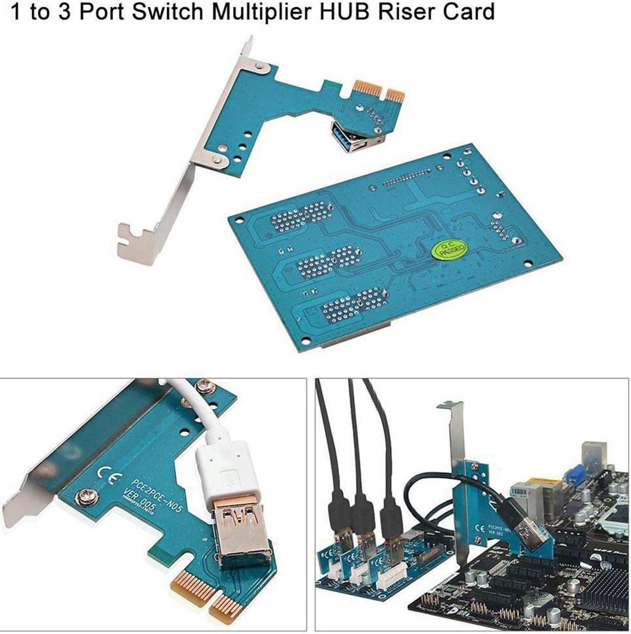 PCIE Add on Cards 4 Ports PCI Express Switch PCI-E to PCIE Riser Card 1X Interface Expansion Card USB Power PCI-E Post Card