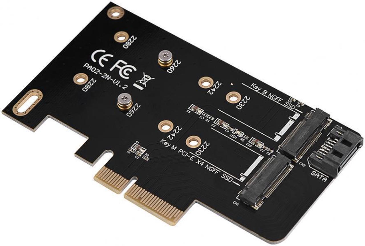 2 Ports NGFF M.2 B + M Key To PCI-E 4X 3.0 Adapter Card SSD To PCI Express Card