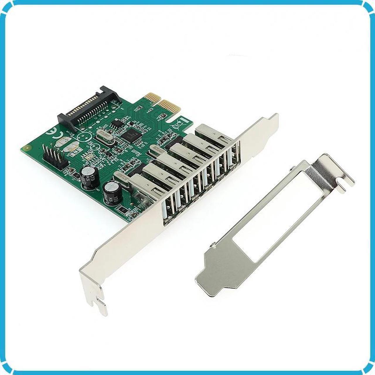 PCI-e PCI Express to 6 USB 2.0 extender card with built-in 9pin extender Adapter with 15 SATA power supply Renesas Chip