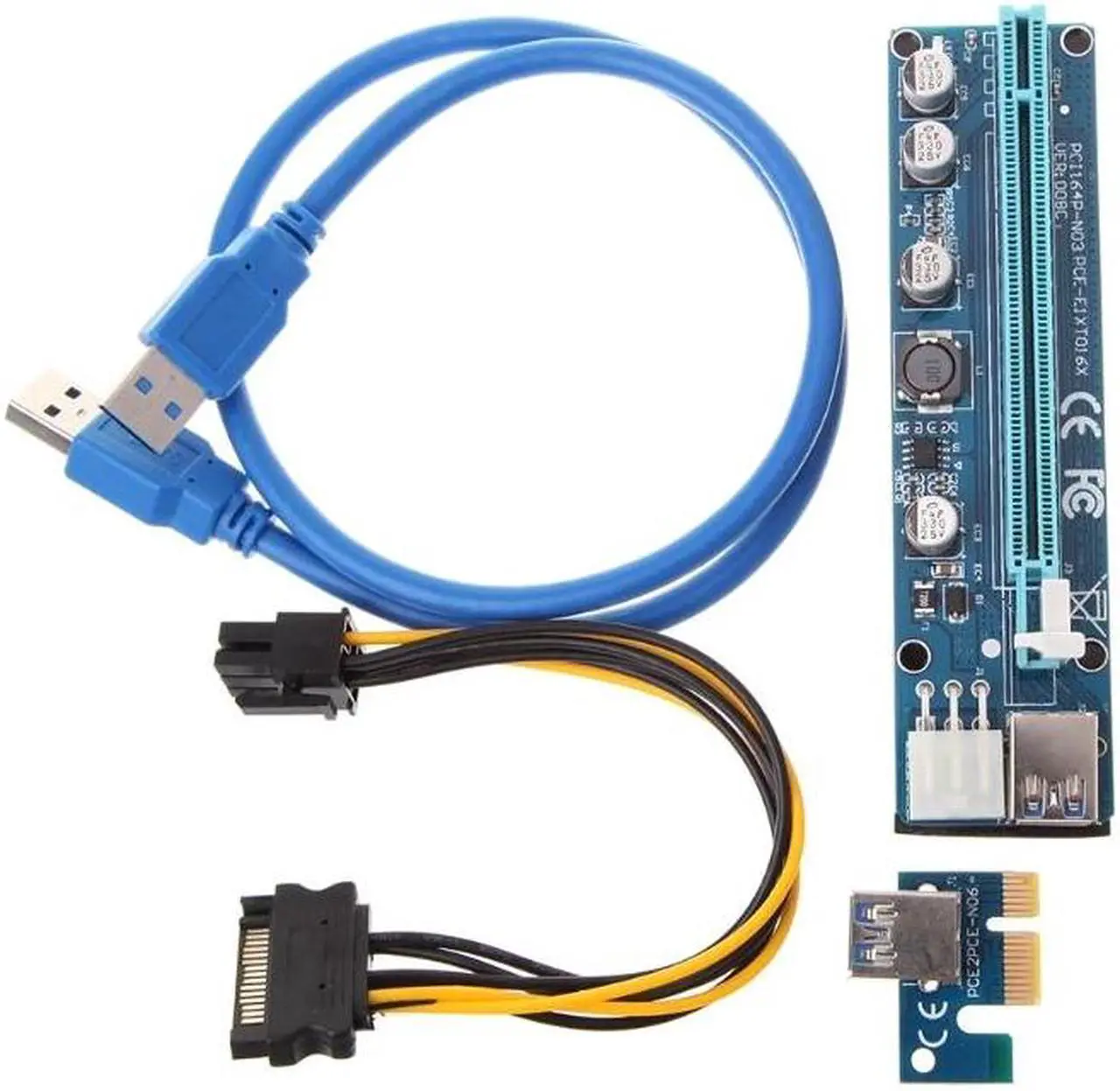 Main image of 1 Pc 008C 15 Pin-6 Pin Sata 1X-16X USB 3.0 Cable PCI-E Card Adapter For BTC Machine High Speed