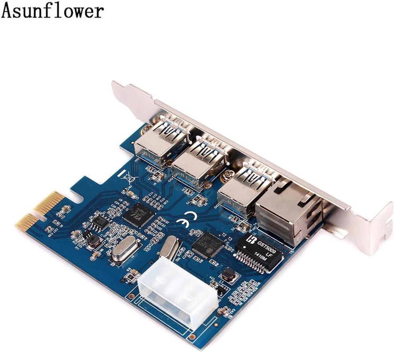 USB 3.0 PCI-E 3 Port External + Gigabit Network Interface High Speed Transmission Expansion PCI Sata Card