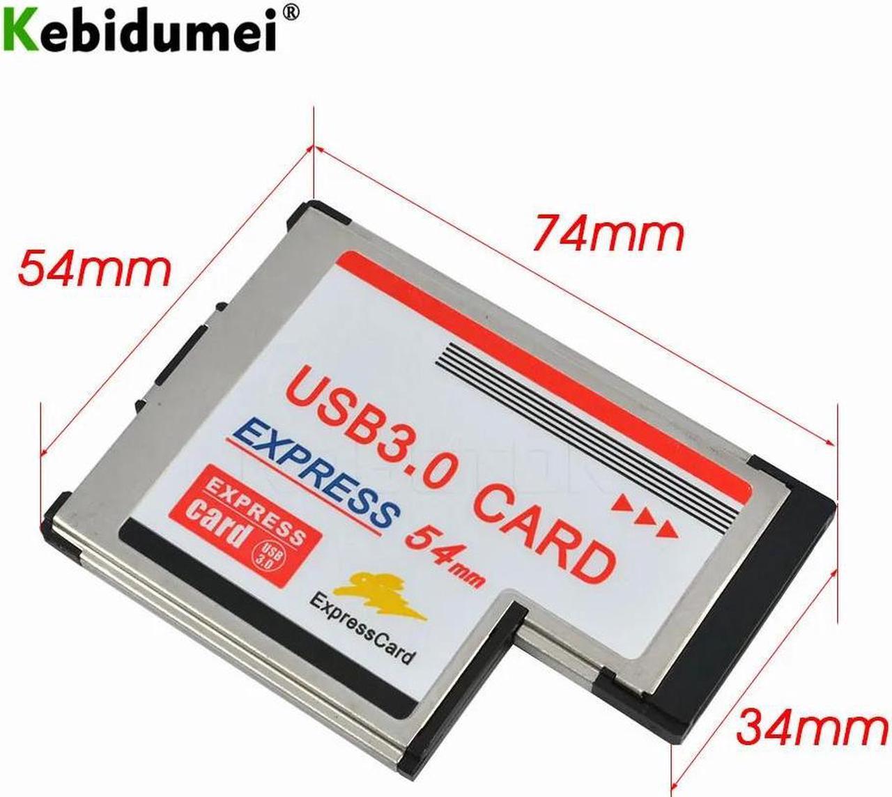 Alt view image 2 of 6 - 2 Dual Port USB 3.0 HUB Express Card Express Card 54mm Hidden Adapter With Driver CD For Laptop