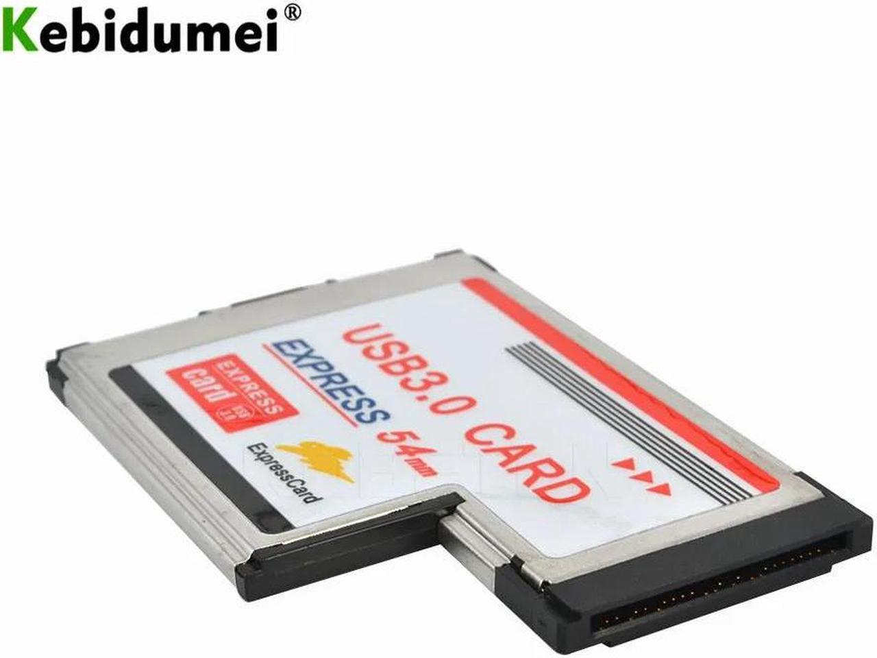 Alt view image 3 of 6 - 2 Dual Port USB 3.0 HUB Express Card Express Card 54mm Hidden Adapter With Driver CD For Laptop