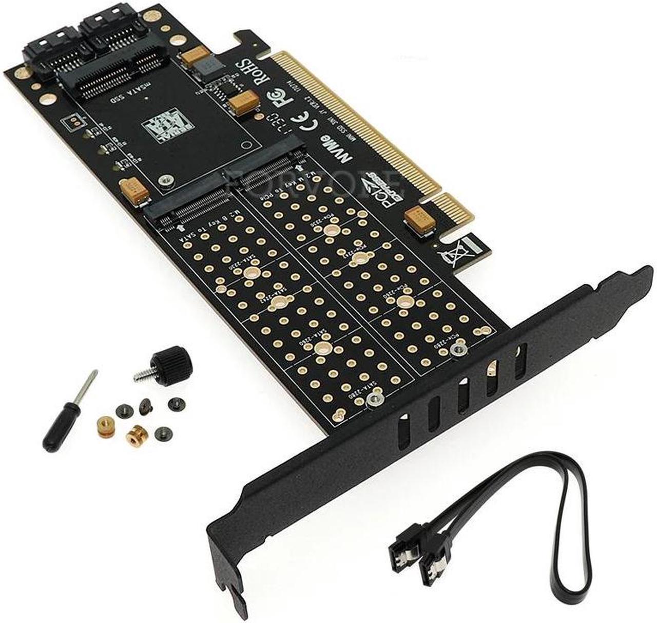 PCI Express 3.0 X16 NVMe NGFF M.2 mSATA 3 in 1 Expansion Adapter Card mSATA M.2 NVMe ssd PCI-e Converter