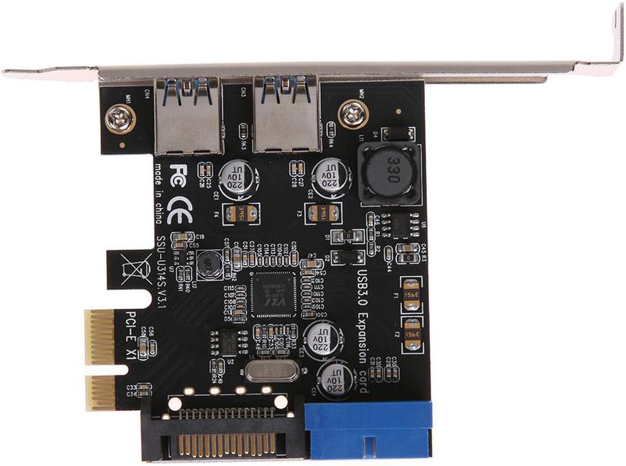 U3V14S PCI-E PCI Express Transfer 2 Interfaces USB 3.0 Expansion Card Desktop Front 19PIN Interface Add On Cards Promotion